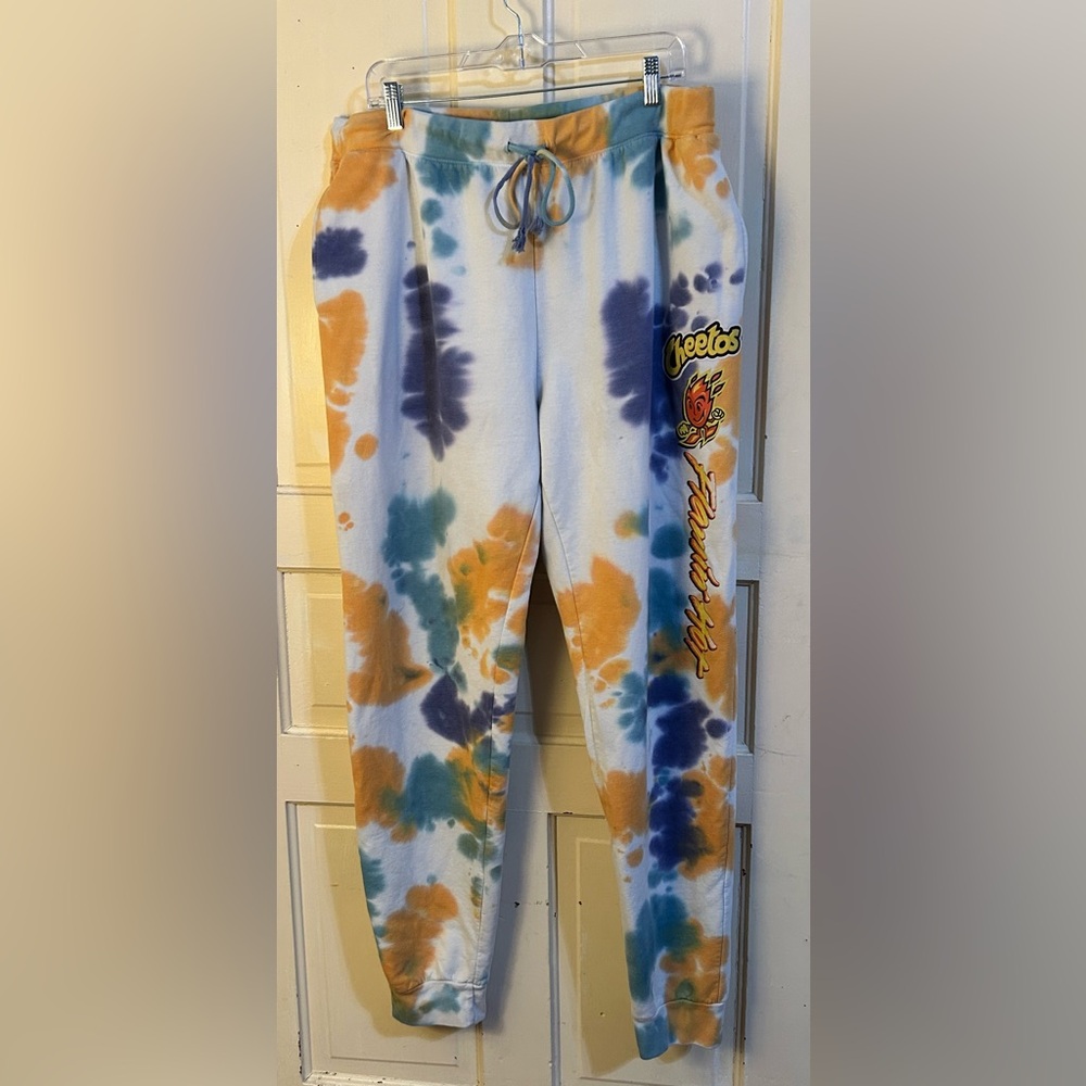 Ladies, flaming, Cheetos sweatpants size XL